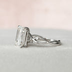 4.0 CT Emerald Cut Moissanite Nature inspire Style Engagement Ring