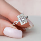 4.0 CT Emerald Cut Moissanite Nature inspire Style Engagement Ring