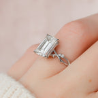 4.0 CT Emerald Cut Moissanite Nature inspire Style Engagement Ring