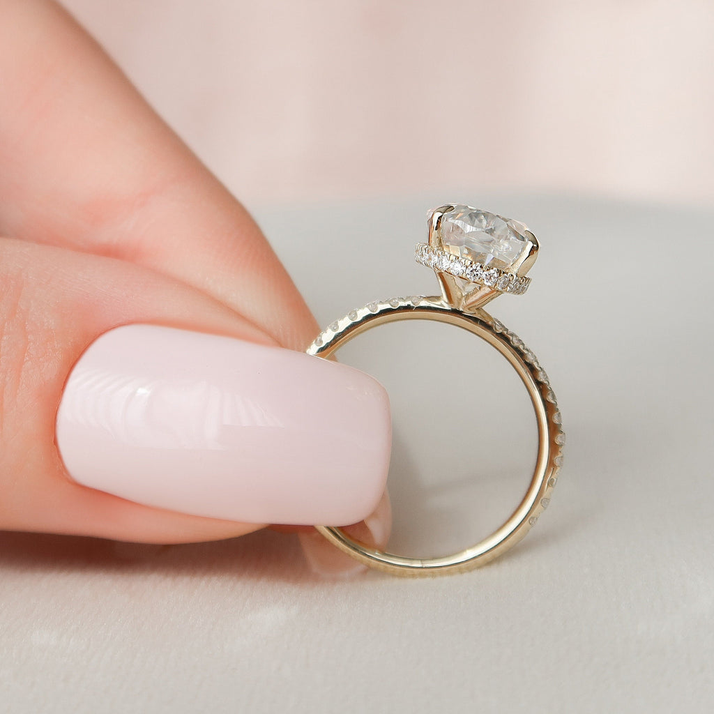 3.50 CT Oval Moissanite Pave Setting Engagement Ring