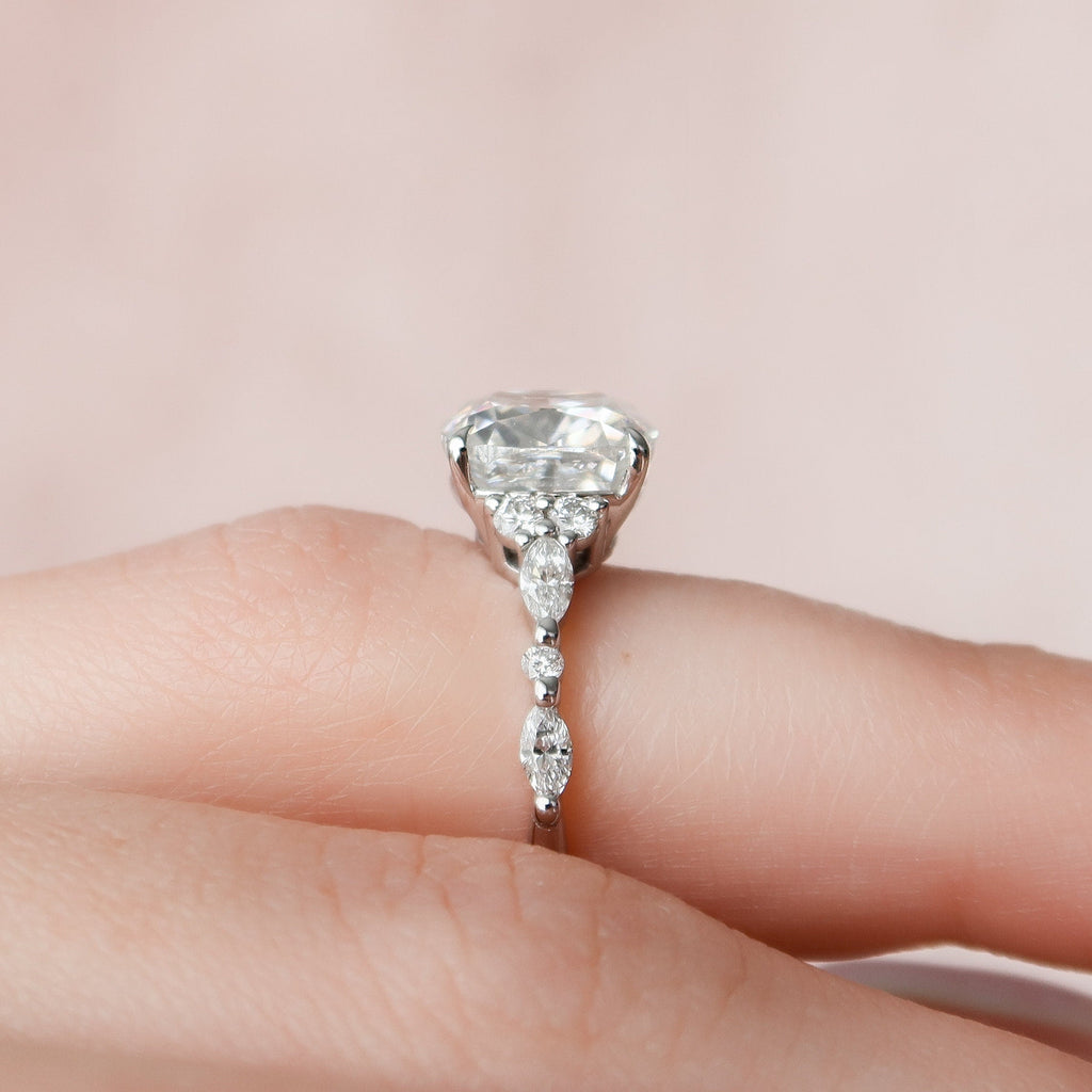 3.50 CT Cushion Cut Moissanite Cluster Engagement Ring