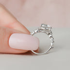 3.50 CT Cushion Cut Moissanite Cluster Engagement Ring