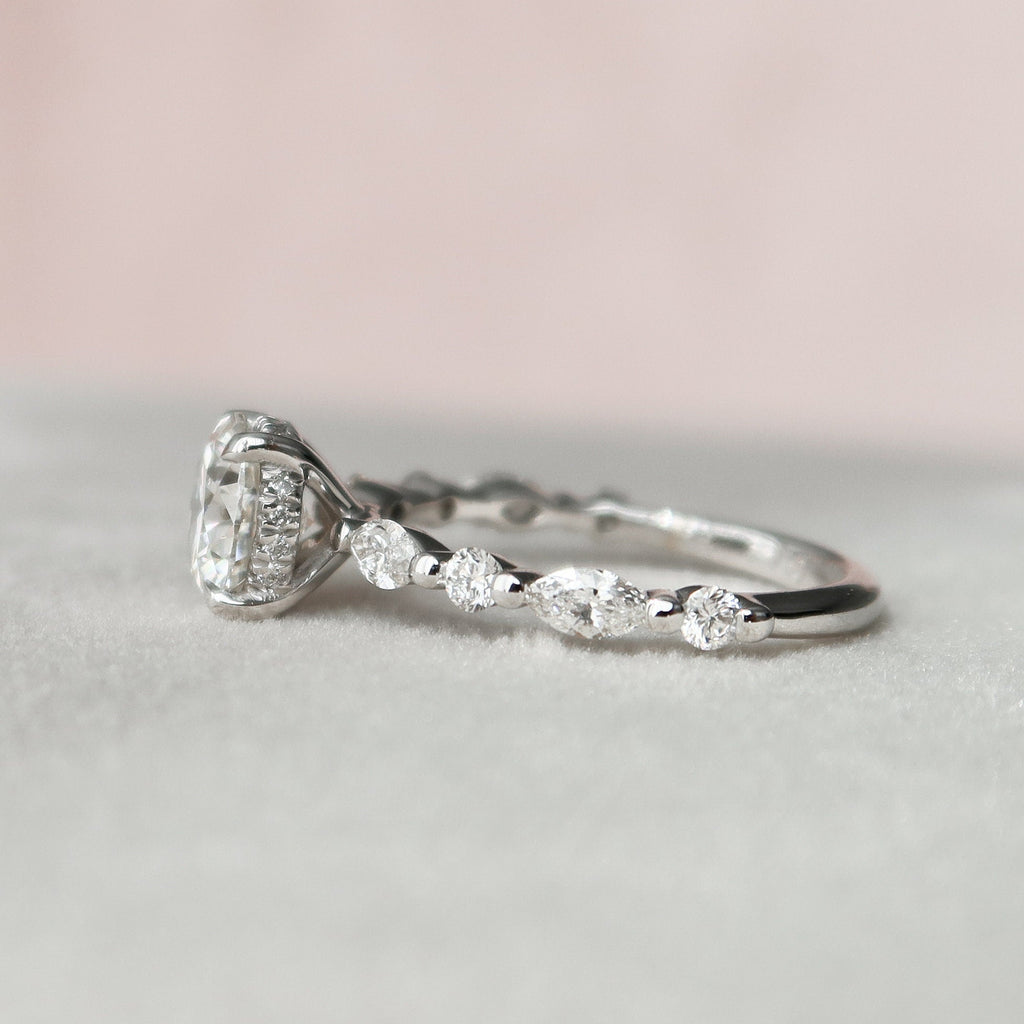 1.0 CT Round Brilliant Cut Moissanite Pave Style Engagement Ring