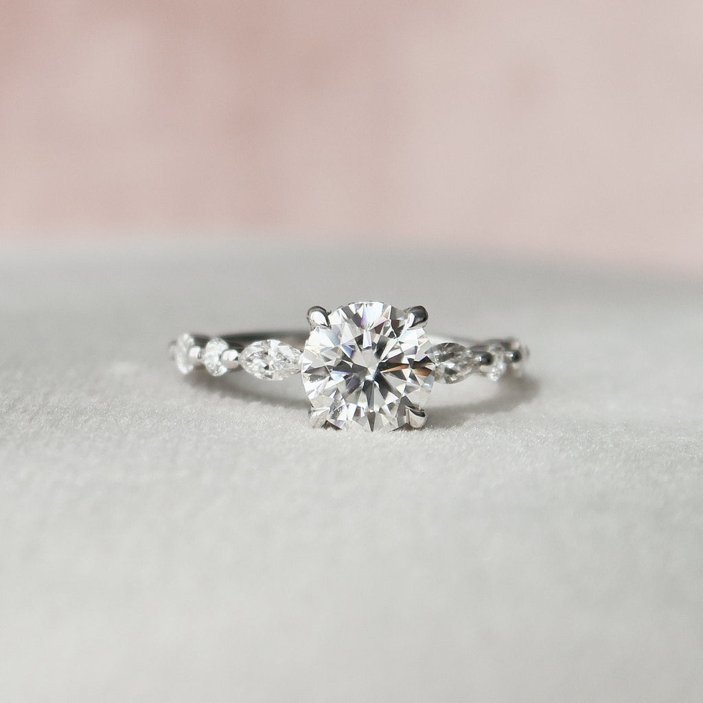 1.0 CT Round Brilliant Cut Moissanite Pave Style Engagement Ring
