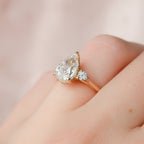 2.0 CT Pear Cut Moissanite Three Stone Engagement Ring