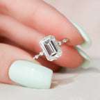 3.0 CT Emerald Moissanite Dainty Style Engagement Ring
