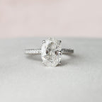 3.0 CT Oval Moissanite Pave Setting Engagement Ring