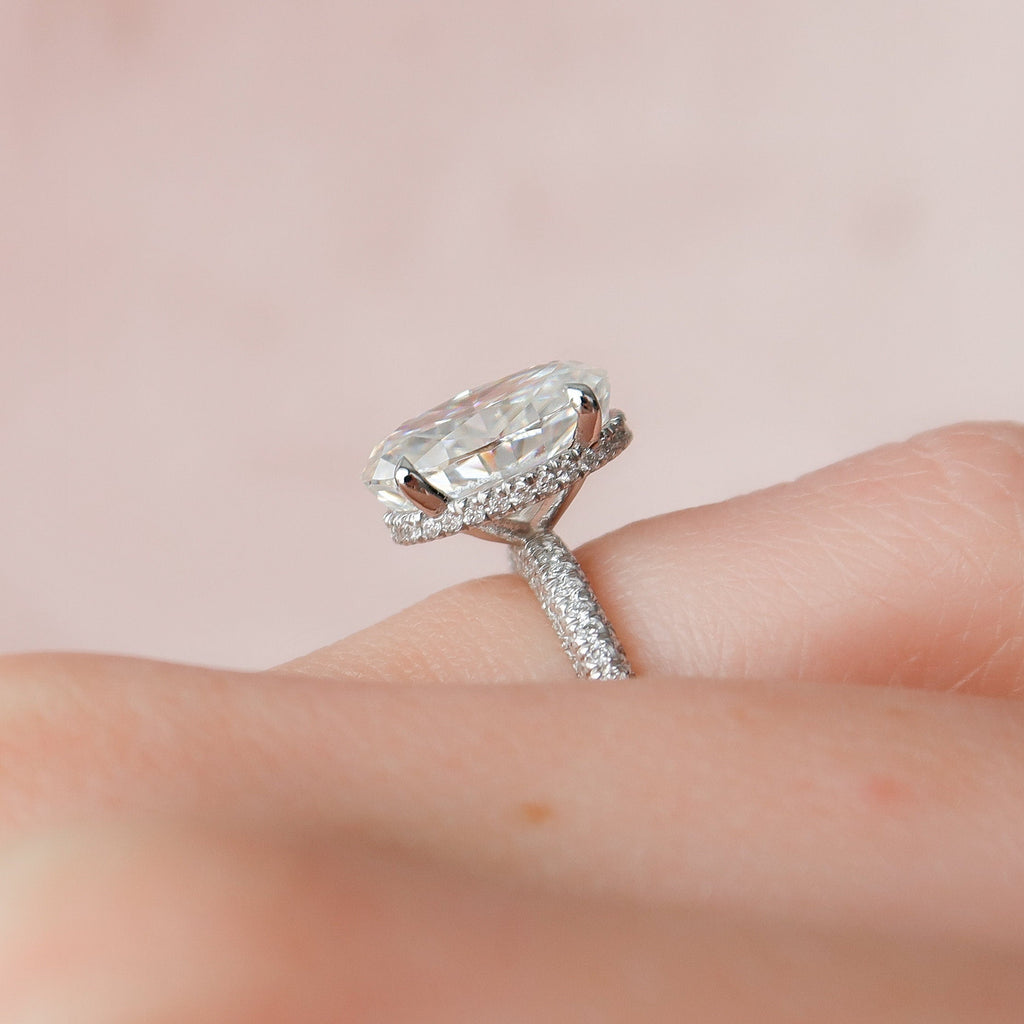 3.0 CT Oval Moissanite Pave Setting Engagement Ring