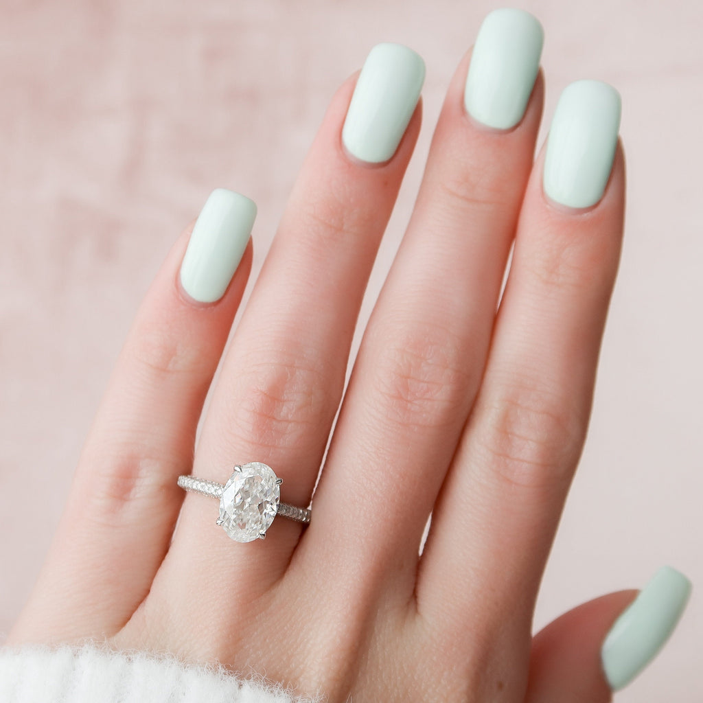 3.0 CT Oval Moissanite Pave Setting Engagement Ring