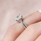 2.0 CT Cushion Cut Moissanite Split Shank Style Engagement Ring