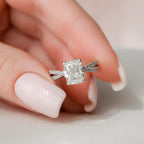 2.0 CT Cushion Cut Moissanite Split Shank Style Engagement Ring