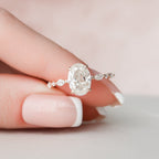1.50 CT Oval Cut Hidden Halo Moissanite Engagement Ring