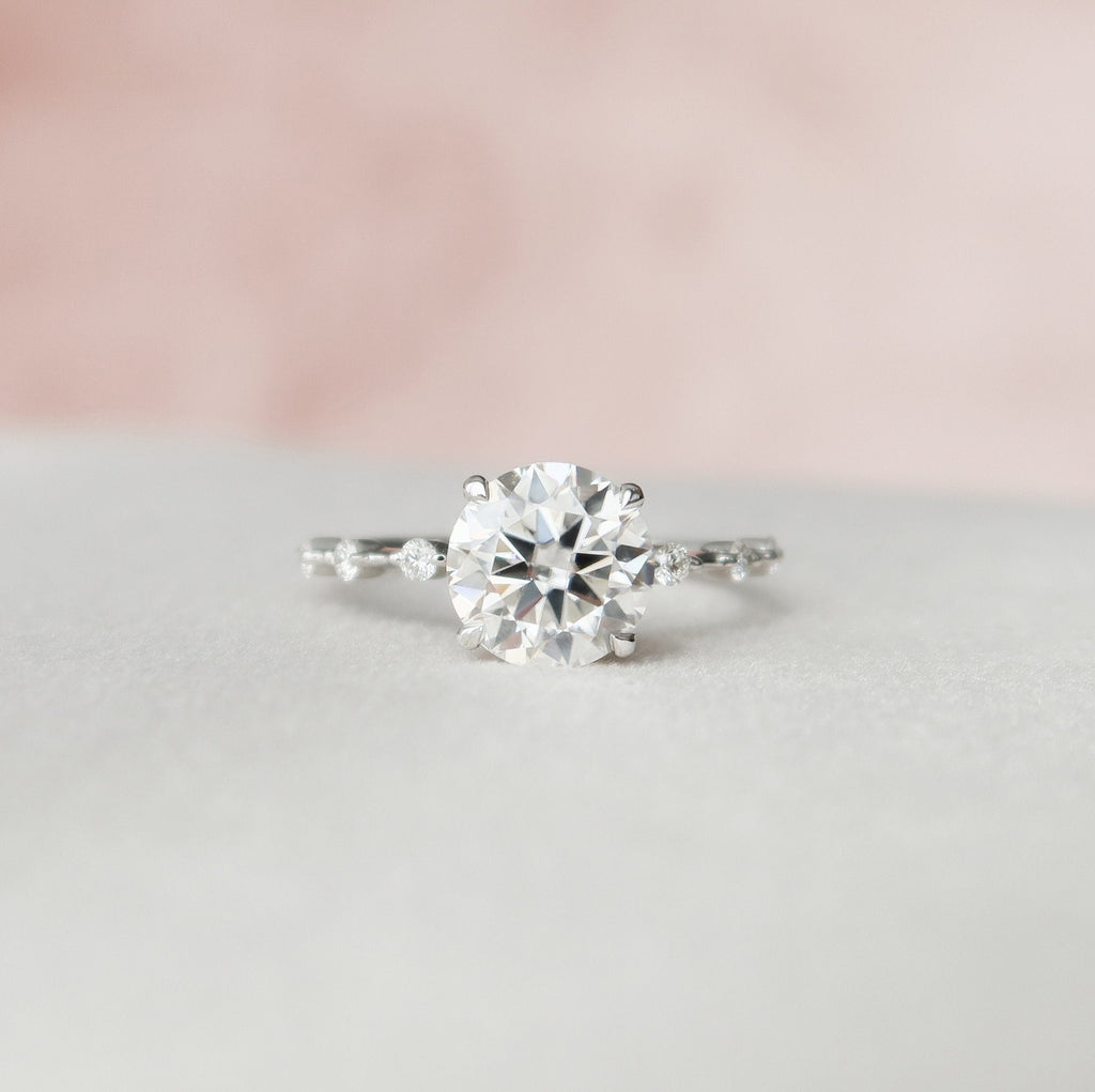 2.0 CT Round Moissanite Dainty Style Engagement Ring