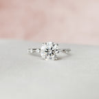 2.0 CT Round Moissanite Dainty Style Engagement Ring