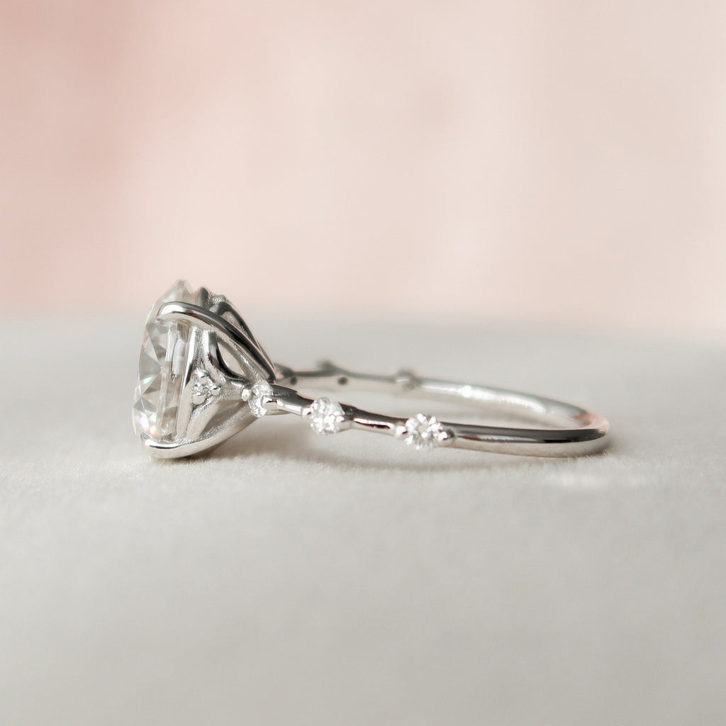 2.50 CT Round Moissanite Dainty Style Engagement Ring