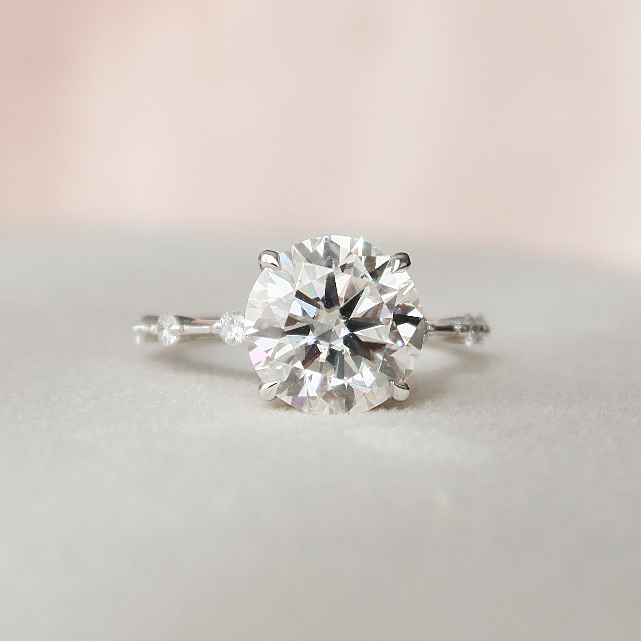 2.50 CT Round Moissanite Dainty Style Engagement Ring