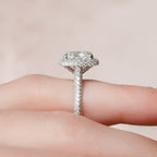 4.0 CT Cushion Moissanite Halo Triple Pave Setting Engagement Ring