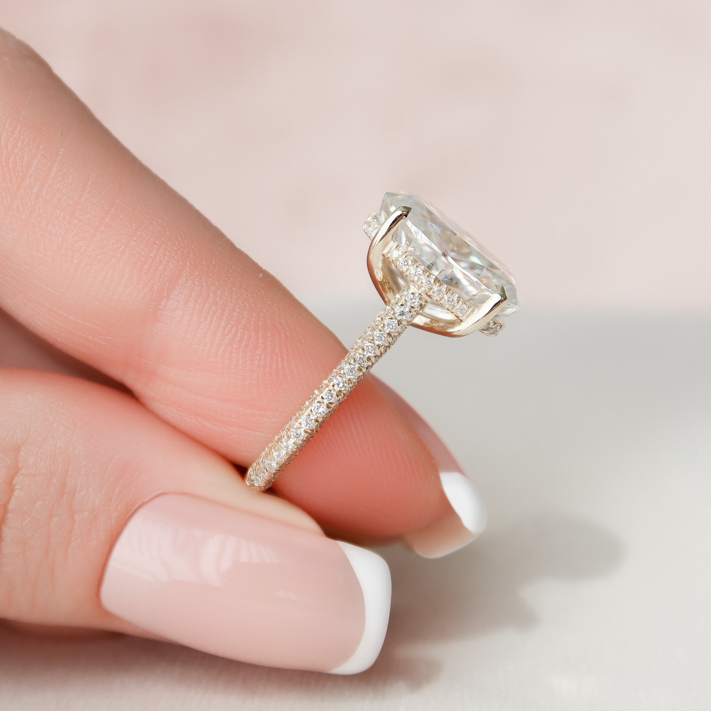 5.0 CT Oval Moissanite Pave Setting Engagement Ring