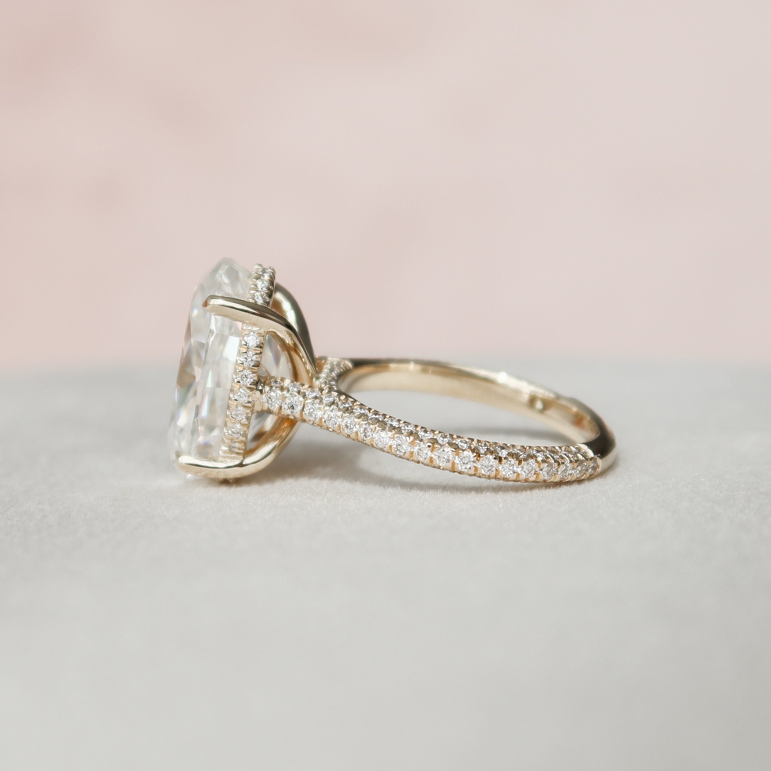 5.0 CT Oval Moissanite Pave Setting Engagement Ring