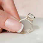 5.0 CT Oval Moissanite Pave Setting Engagement Ring