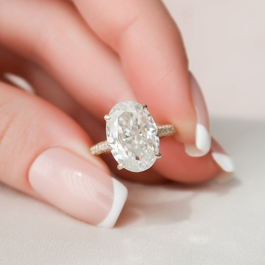5.0 CT Oval Moissanite Pave Setting Engagement Ring