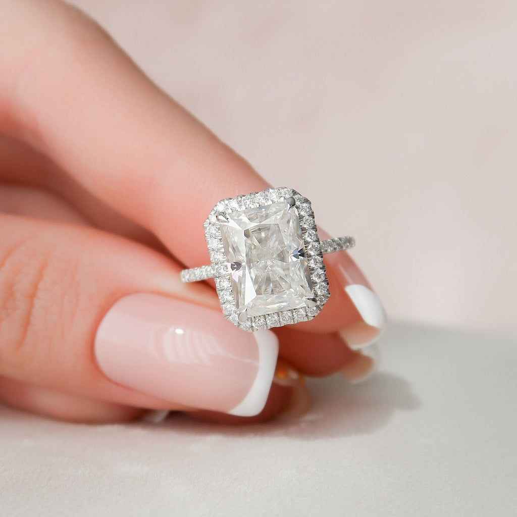5.0 CT Radiant Moissanite Halo Setting Engagement Ring