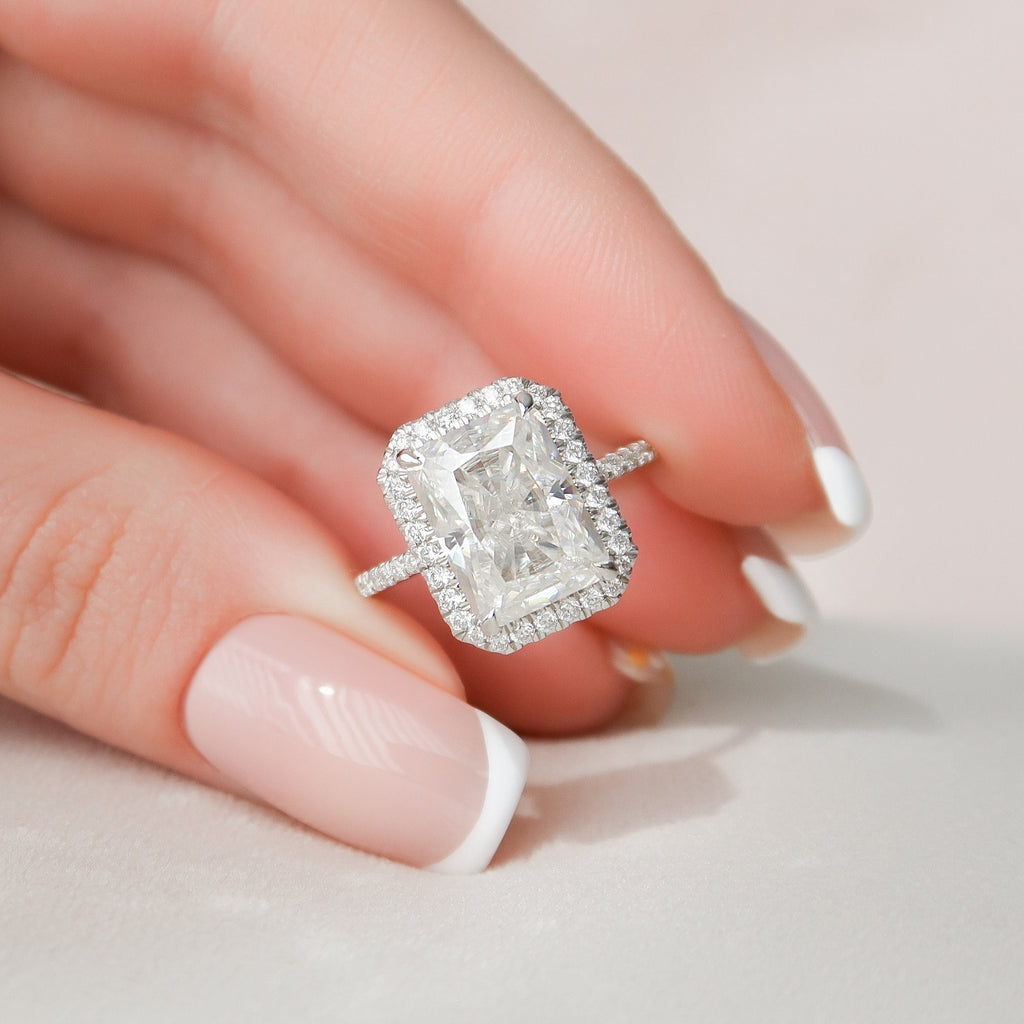 5.0 CT Radiant Moissanite Halo Setting Engagement Ring