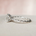 2.50 CT Round Moissanite Hidden Halo Twisted Engagement Ring