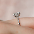 2.50 CT Round Moissanite Hidden Halo Twisted Engagement Ring