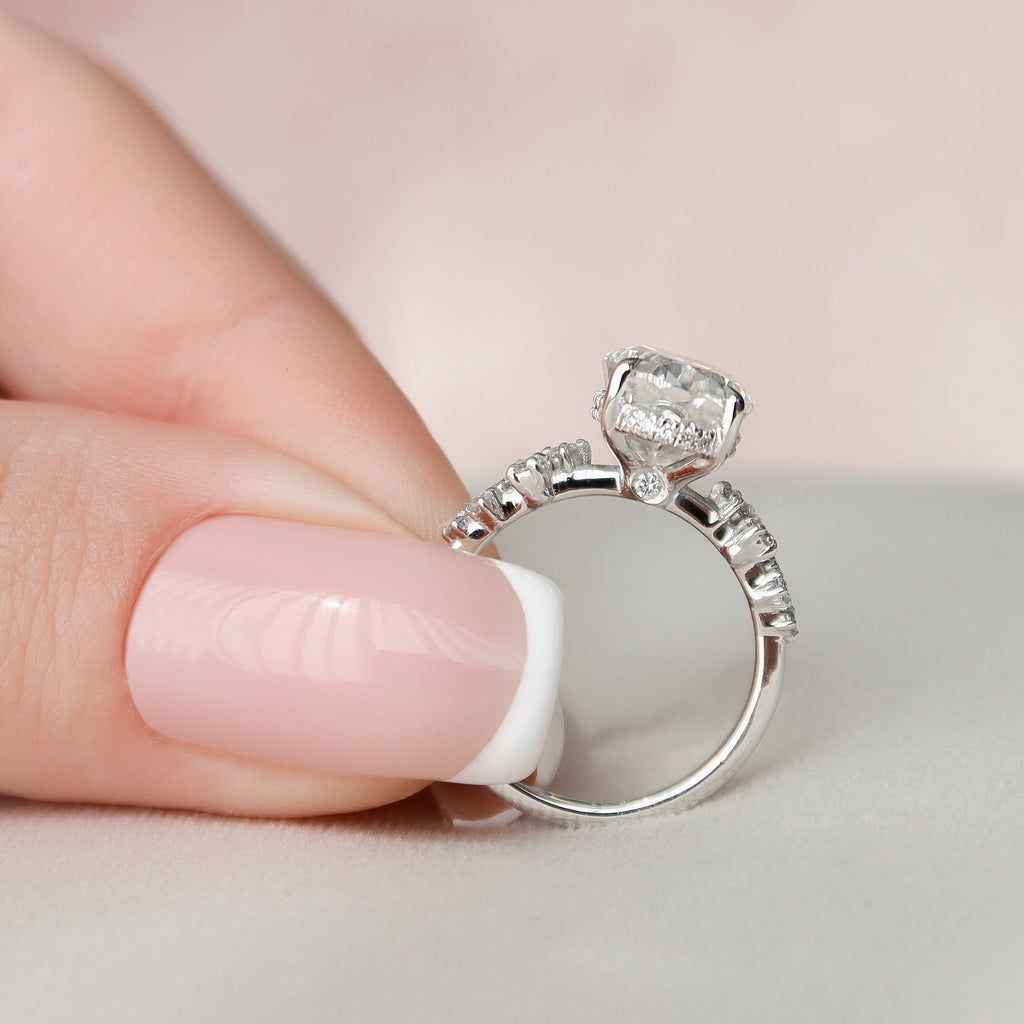 3.0 CT Oval Cut Moissanite Cluster Engagement Ring