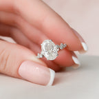 3.0 CT Oval Cut Moissanite Cluster Engagement Ring