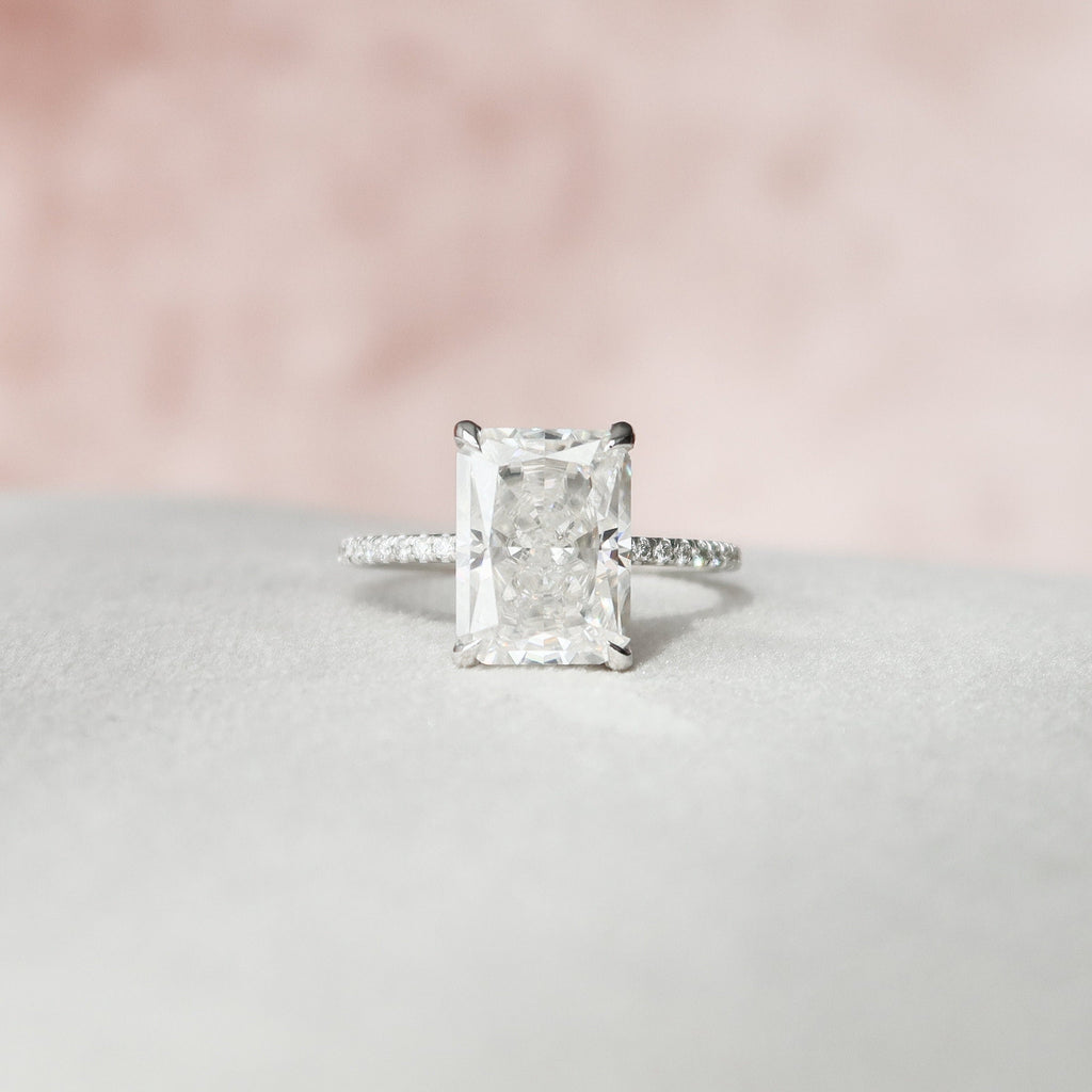 4.50 СT Radiant Moissanite Pave Setting Engagement Ring
