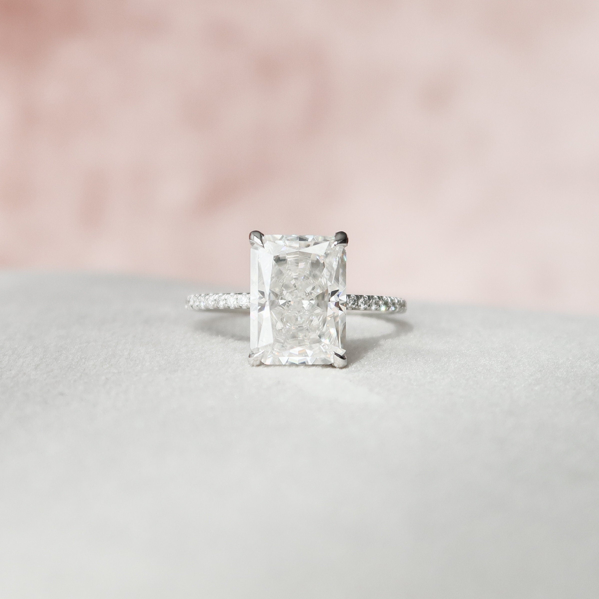 4.50 СT Radiant Moissanite Pave Setting Engagement Ring