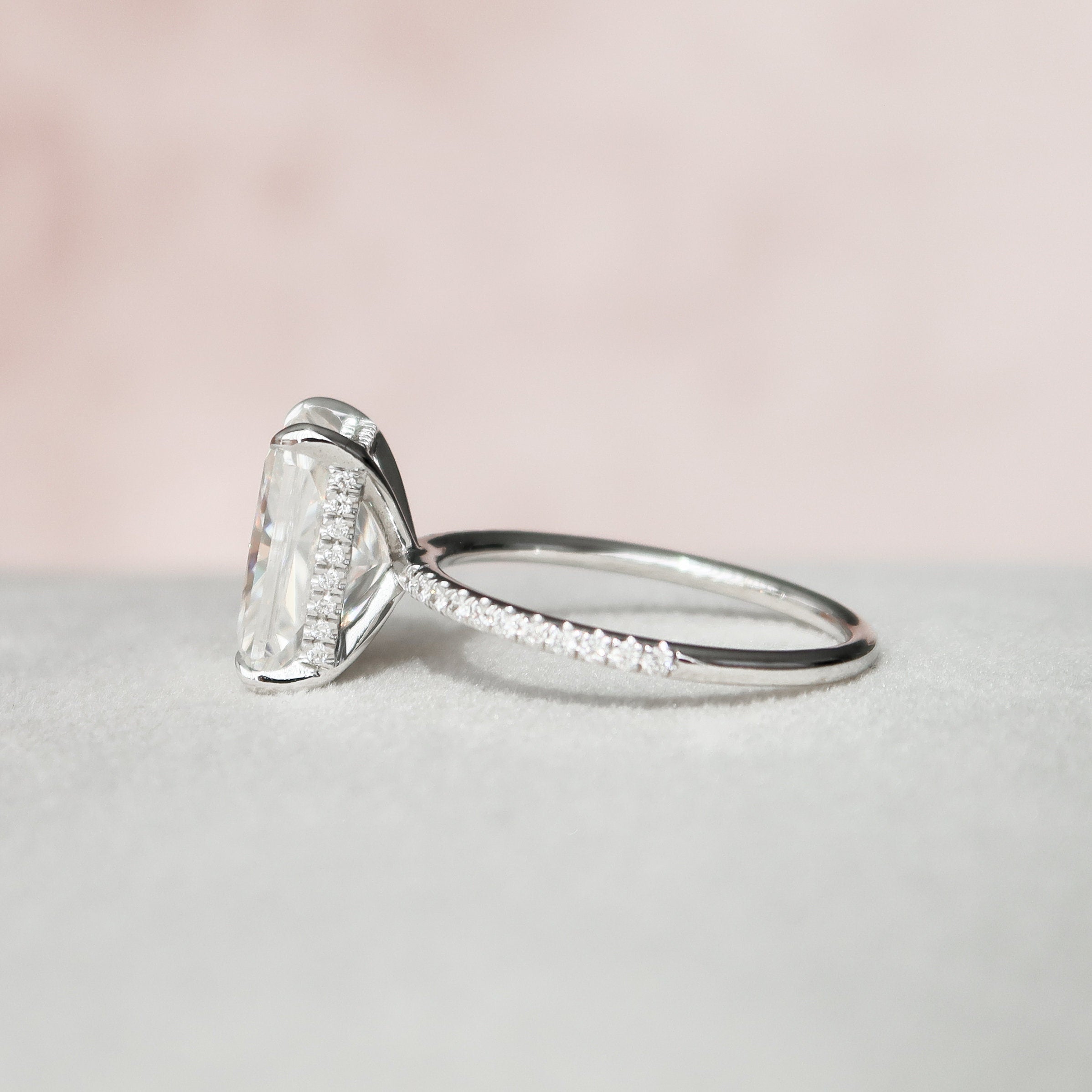 4.50 СT Radiant Moissanite Pave Setting Engagement Ring