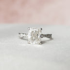 2.50 CT Elongated Cushion Moissanite milgrain Setting Engagement Ring
