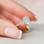 2.50 CT Elongated Cushion Moissanite milgrain Setting Engagement Ring