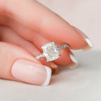2.50 CT Elongated Cushion Moissanite milgrain Setting Engagement Ring