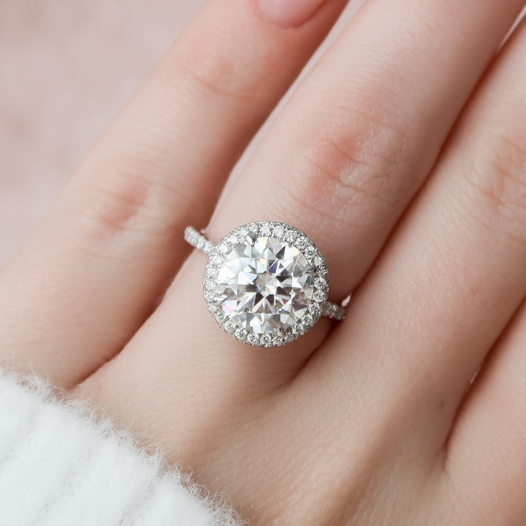 3.50 CT Round Moissanite Halo Setting Engagement Ring
