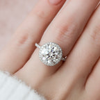 3.50 CT Round Moissanite Halo Setting Engagement Ring