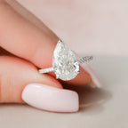 3.0 CT Pear Moissanite Pave Setting Engagement Ring