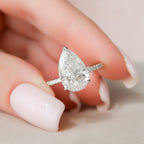 3.0 CT Pear Moissanite Pave Setting Engagement Ring