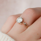 1.50 CT Round Cut Moissanite Nature Inspired Engagement Ring