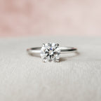 1.0 CT Round Cut Moissanite Hidden Halo Style Engagement Ring