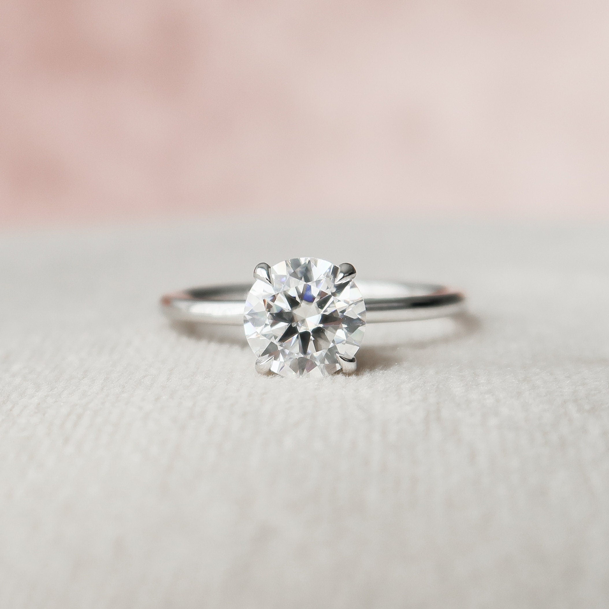 1.0 CT Round Cut Moissanite Hidden Halo Style Engagement Ring