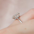2.0 CT Emerald Moissanite Solitaire Engagement Ring With Hidden Halo Setting