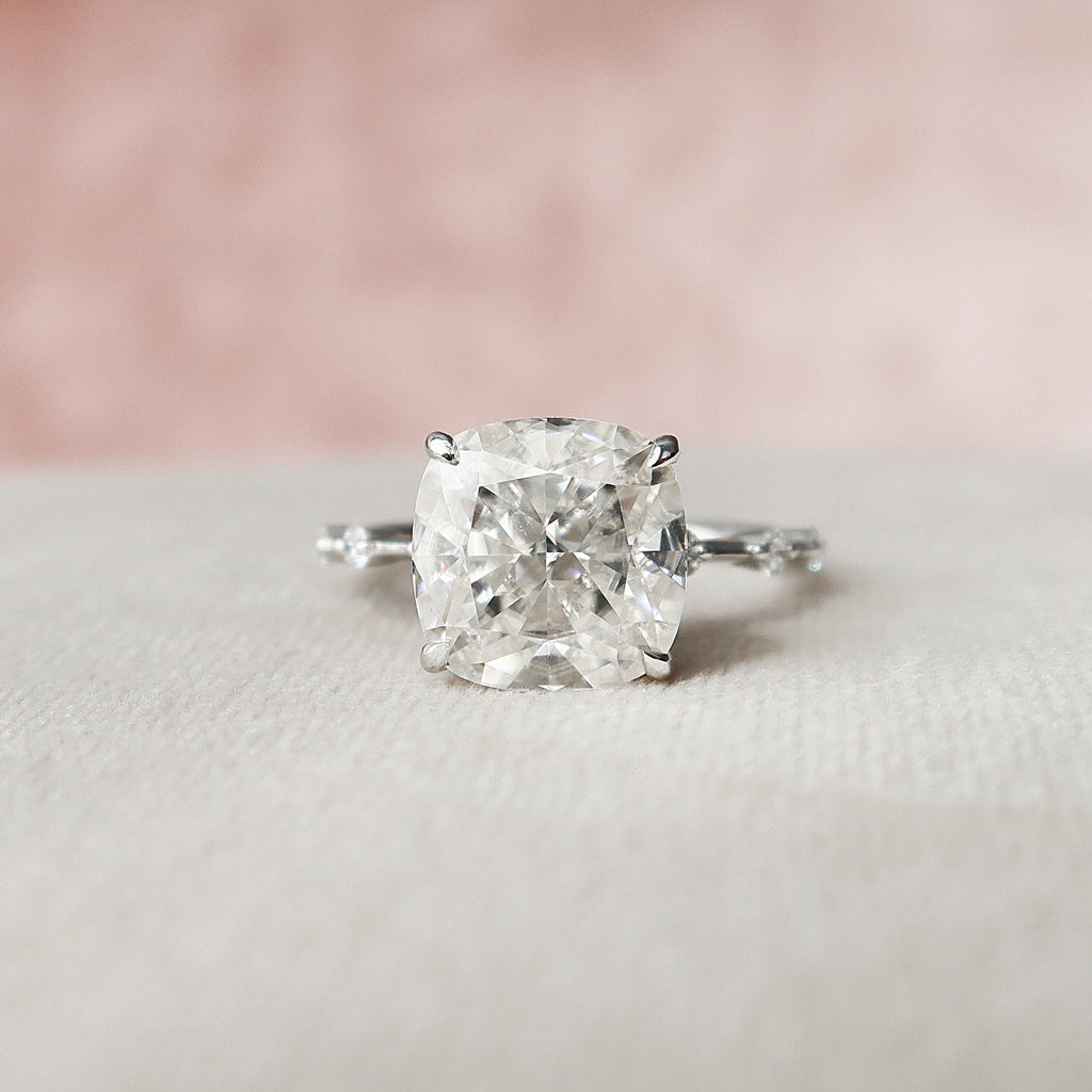 5.0 CT Cushion Moissanite Dainty Style Engagement Ring