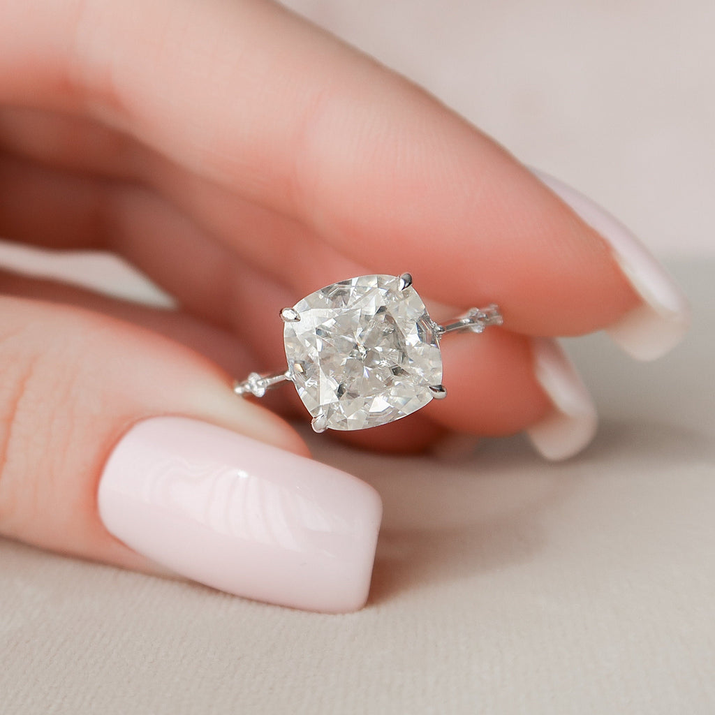 5.0 CT Cushion Moissanite Dainty Style Engagement Ring