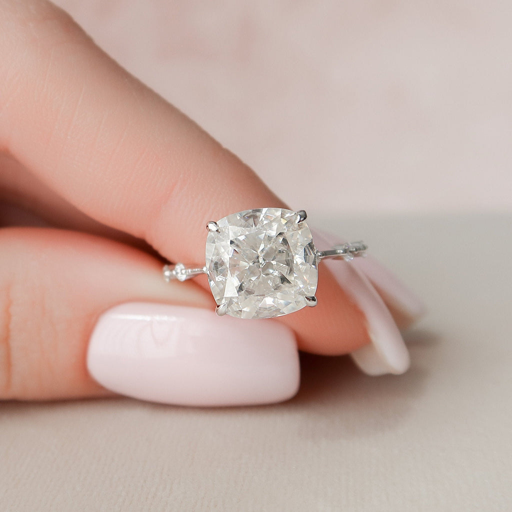 5.0 CT Cushion Moissanite Dainty Style Engagement Ring