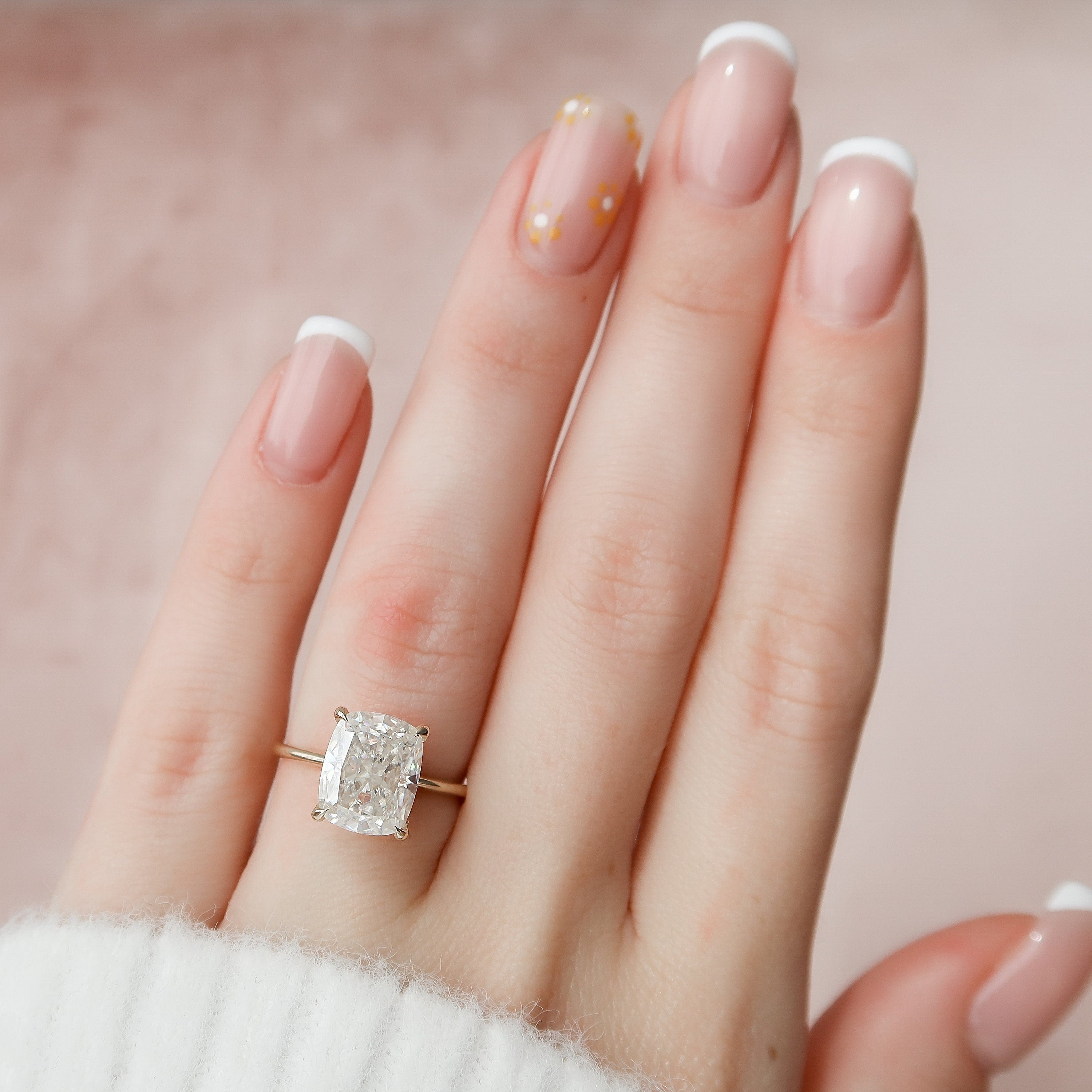 4.50 CT Elongated Cushion Moissanite Hidden Halo Engagement Ring