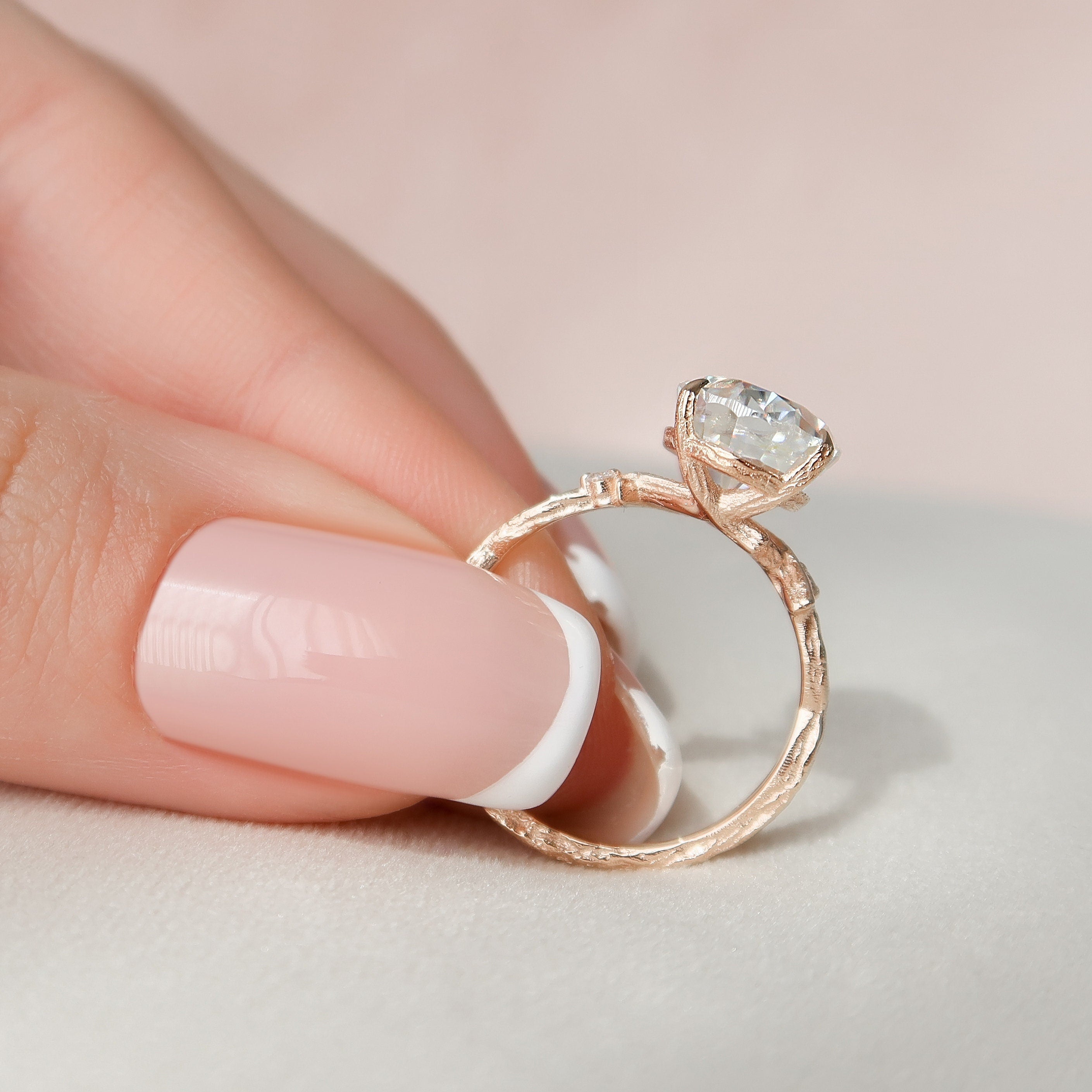 4.0 CT Oval Cut Moissanite Nature Inspired Engagement Ring